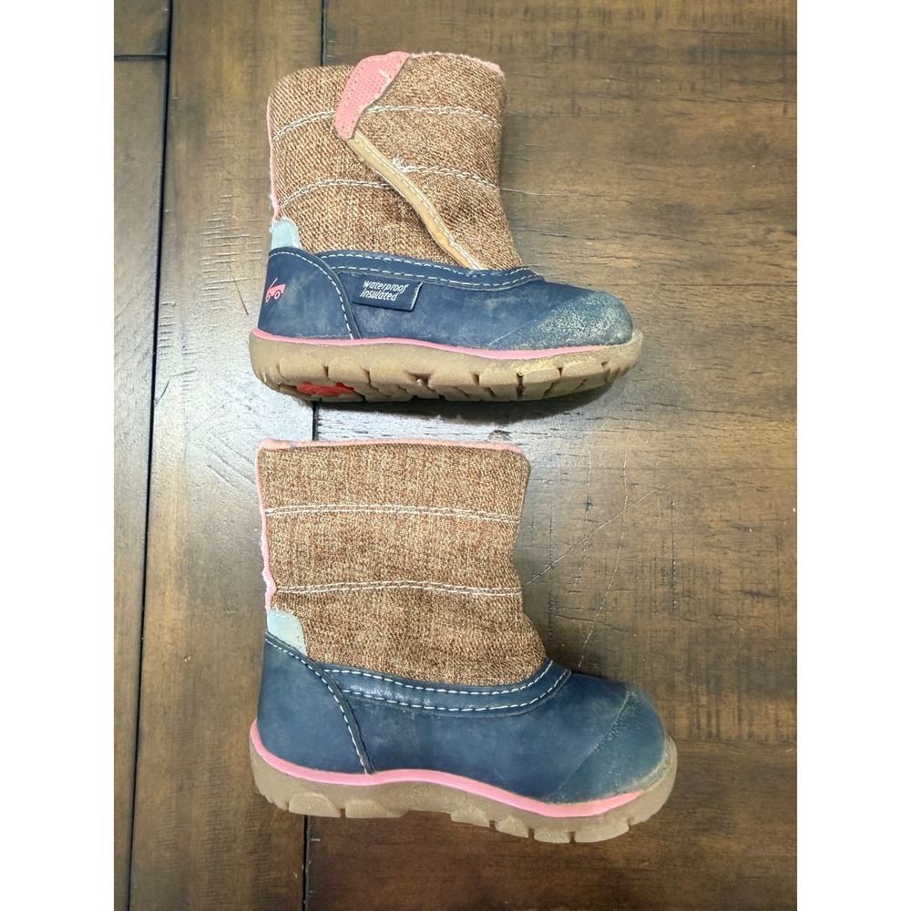 See Kai Run Toddler Waterproof Insulated Winter Boots Navy Pink Size 4 - Picture 2 of 8